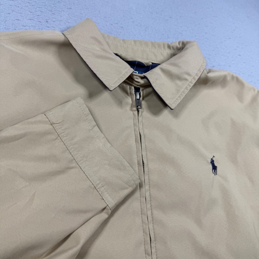 Polo Ralph Lauren Mens Tan Harrington Jacket Beige Full Zip Windbreaker L